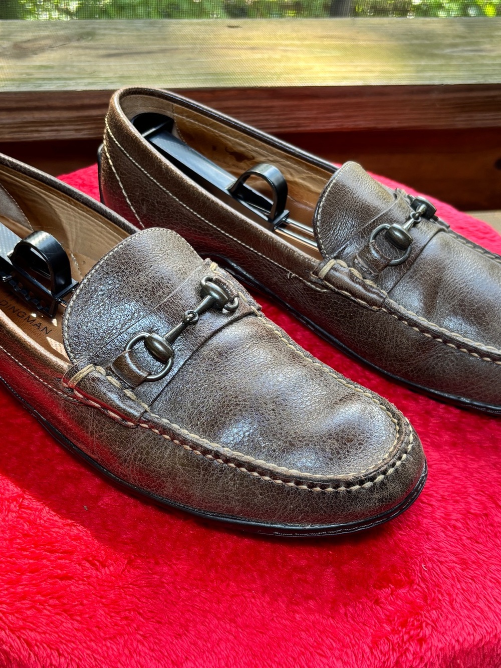 Martin Dingman Water Buffalo Brown Pebbled Leather Horse Bit Loafers 11.5 Vibram